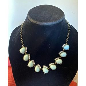 NWT J Crew Angelica Turquoise Crystal Fan Necklace, 19”